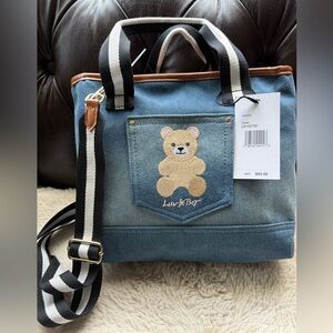 Betsey Johnson Luv NWT On Trend Denim Bear Tote Bag